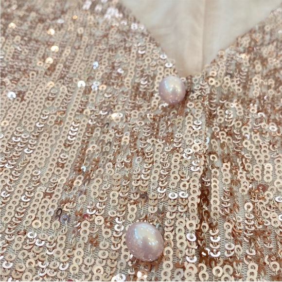 Maje Tops Maje Rose Gold Sequin Button Down Blouse Top Jacket